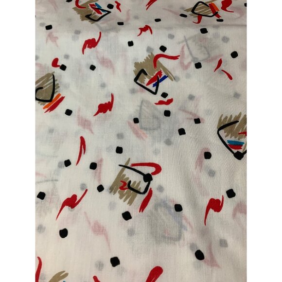 Vintage Abstract Pattern Cotton Fabric 1/2 yard 44" Wide Red & Black Accents - Picture 1 of 6